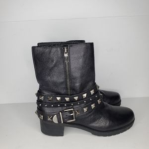 Bcbgeneration Women's Estabon Leather Black Mid-Calf Leather Boots Size 9